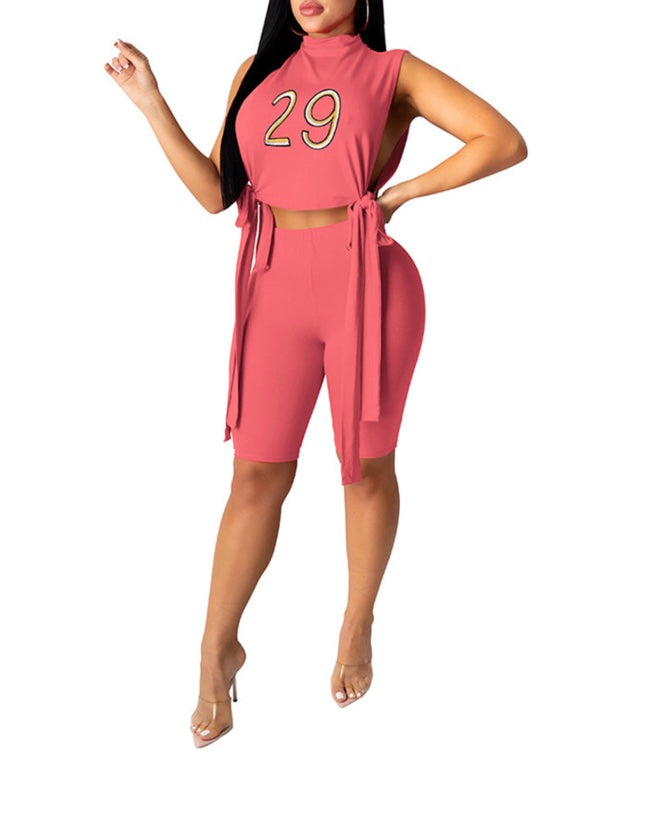 Numbered Crop Short Set