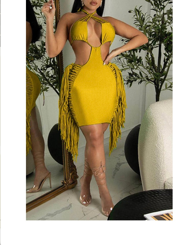 Shingled Halter Dress