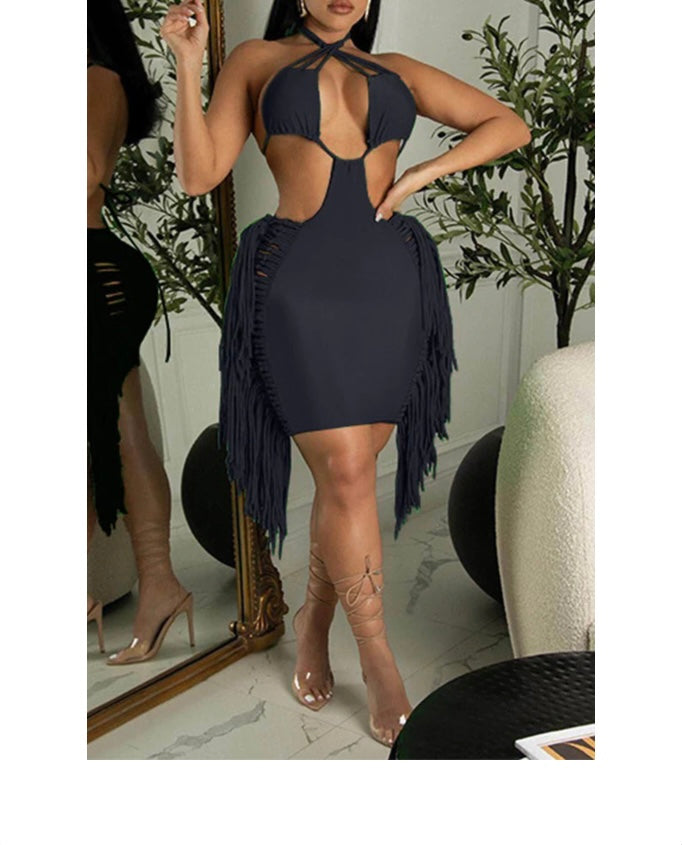 Shingled Halter Dress